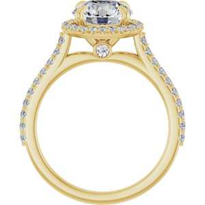 14K Yellow 8 mm Round Forever One™ Moissanite & 1/3 CTW Diamond Engagement Ring
